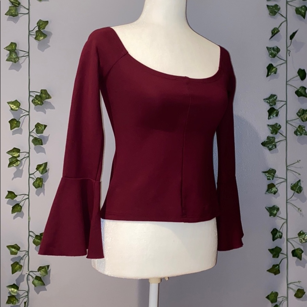 Women’s Nordstrom Maroon Off Shoulder Long Sleeve Blouse Small - Picture 12 of 16